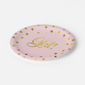 ピンクと金フェイク箔ガールベビーシャワー ペーパープレート (アングル)