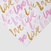 ピンクと金フェイク箔ラブバレンタインのパターン 薄葉紙 (詳細)