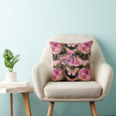 ピンクと金箔のフローラ蝶パターン クッション (椅子)