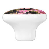 ピンクと金箔のフローラ蝶パターン セラミックノブ (側面)