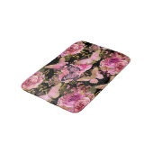 ピンクと金箔のフローラ蝶パターン バスマット (アングル)