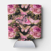 ピンクと金箔のフローラ蝶パターン 缶クーラー (裏面)