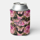ピンクと金箔のフローラ蝶パターン 缶クーラー (缶裏面)