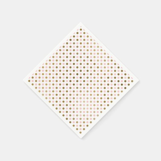 ピンクと金箔の水玉模様パターン スタンダードカクテルナプキン (角)