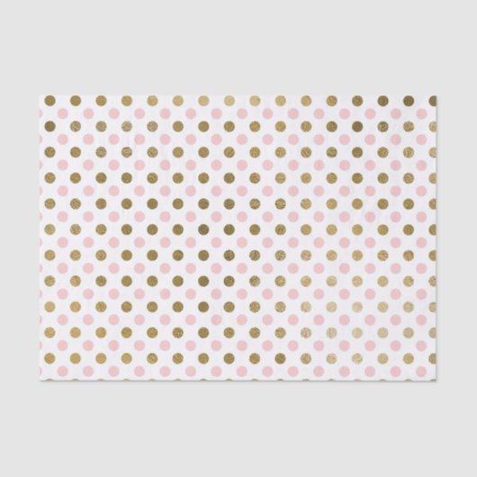 ピンクと金箔の水玉模様パターン 薄葉紙 (正面)