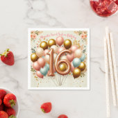ピンクと金色の甘い16歳の誕生日パーティー スタンダードカクテルナプキン (インサイチュ)