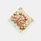 ピンクと金色の甘い16歳の誕生日パーティー スタンダードカクテルナプキン (角)