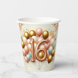 ピンクと金色の甘い16歳の誕生日パーティー 紙コップ