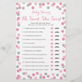 ピンクと銀の赤ちゃんシャワー彼は彼女はゲームを言った