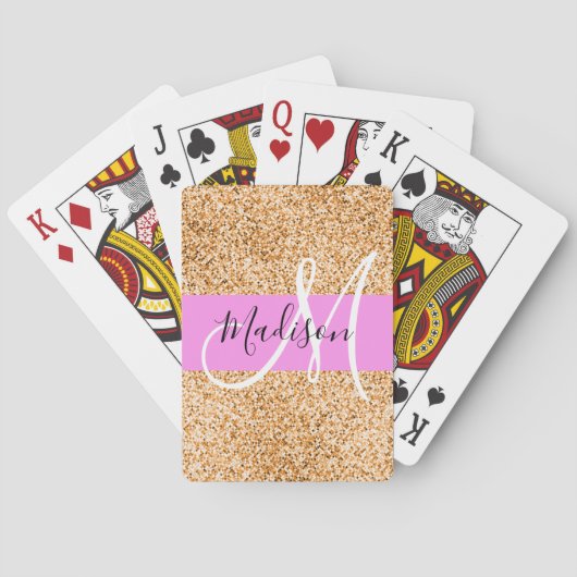 ピンクと銅のラメ入りモノグラム名 トランプ (裏面)