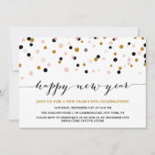 ピンクと銅の紙吹雪ドット大晦日のパーティー 招待状 (正面)