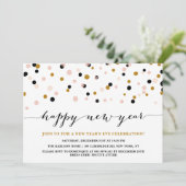 ピンクと銅の紙吹雪ドット大晦日のパーティー 招待状 (スタンド正面)