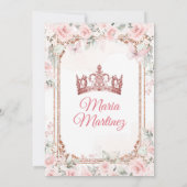 ピンクと銅金ゴールド花プリンセスミクリン 招待状 (裏面)