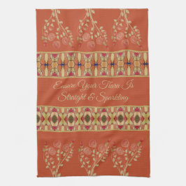 ピンクと錆びたオレンジ キッチンタオル