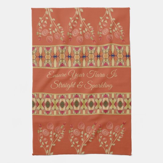 ピンクと錆びたオレンジ キッチンタオル (縦)