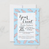 ピンクと青のかわいいスニーカー柄 招待状 (正面)