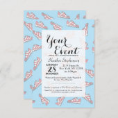 ピンクと青のかわいいスニーカー柄 招待状 (正面/裏面)