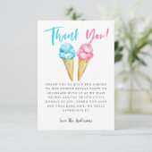 ピンクと青のアイスクリーム性別の表示パーティー サンキューカード (スタンド正面)