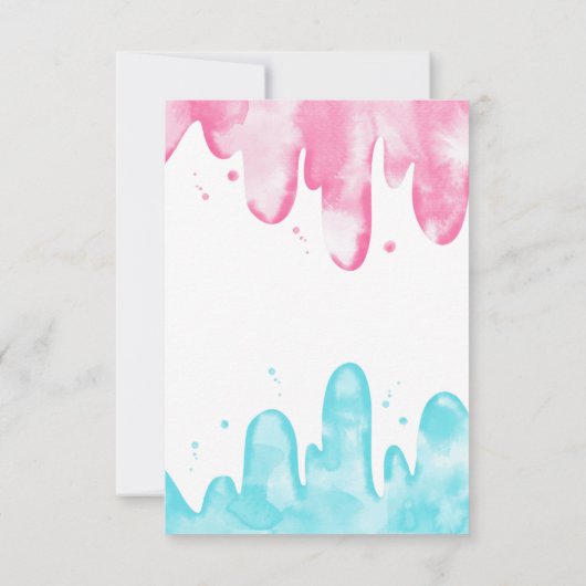 ピンクと青のアイスクリーム性別の表示パーティー サンキューカード (裏面)