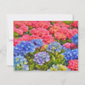 ピンクと青のアジサイの花 ノートカードセット ノートカード (正面)