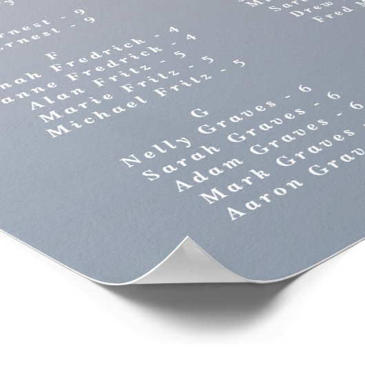 ピンクと青のアルファベット結婚の座席表 ポスター (角)