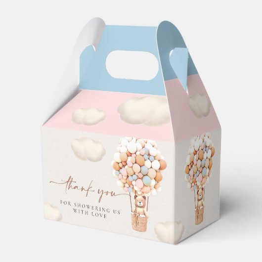 ピンクと青のクマの風船の好意ボックス フェイバーボックス (正面サイド)