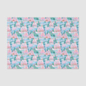 ピンクと青のクリスマスジンジャーブレッドビレッジ 薄葉紙 (正面)