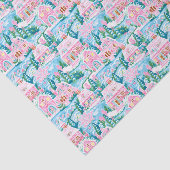 ピンクと青のクリスマスジンジャーブレッドビレッジ 薄葉紙 (詳細)