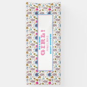 ピンクと青のクリスマスパターン女の子の赤ちゃんシャワー 横断幕 (縦)