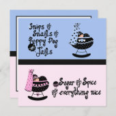 ピンクと青のクレードル性別の表示パーティー 招待状 (正面/裏面)