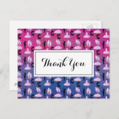 ピンクと青のグラデーションのバレエパターン ポストカード (正面/裏面)