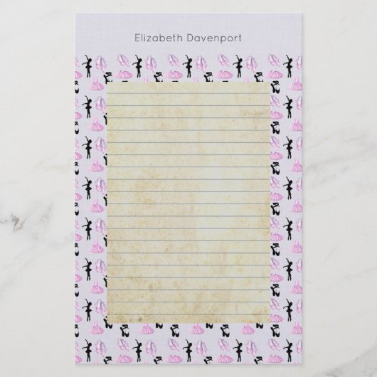 ピンクと青のグラデーションのバレエパターン 便箋 (正面)