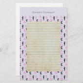 ピンクと青のグラデーションのバレエパターン 便箋 (正面/裏面)