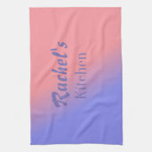 ピンクと青のグラデーションをカスタマイズ可能 キッチンタオル (縦)