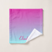 ピンクと青のグラデーション喜び バスタオルセット (ウォッシュタオル)