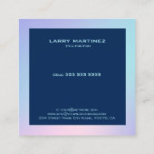 ピンクと青のグラデーション縁ど背景 スクエア名刺 (裏面)