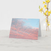 ピンクと青のコットンキャンディクラウド日の出 カード (黄色い花)