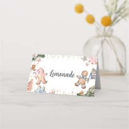 ピンクと青のジンジャーブレッドのクッキー性別が明らかになる プレイスカード