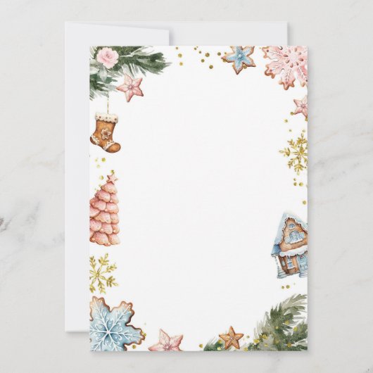 ピンクと青のジンジャーブレッドのクッキー性別が明らかになる 招待状 (裏面)