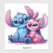 ピンクと青のステッチ シール (シート)