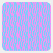 ピンクと青のゼブラストライプ スクエアシール (正面)