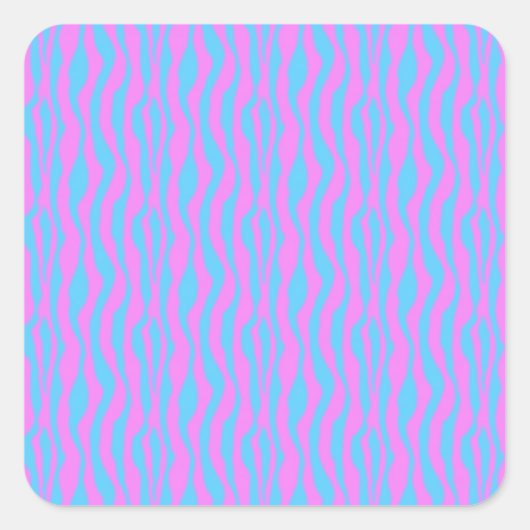 ピンクと青のゼブラストライプ スクエアシール (正面)