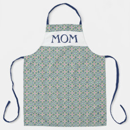 ピンクと青のタイルパターン エプロン