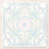 ピンクと青のタイル ガラスコースター (裏面)