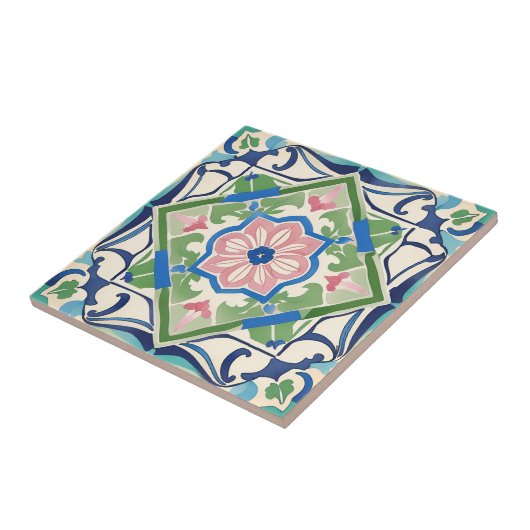 ピンクと青のタイル タイル (側面)