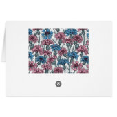 ピンクと青のトウモロコシの花、白の上に野生の花 (裏面横)