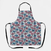 ピンクと青のトウモロコシの花、白の上に野生の花 エプロン (正面)