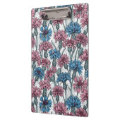 ピンクと青のトウモロコシの花、白の上に野生の花 クリップボード (左)