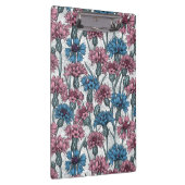 ピンクと青のトウモロコシの花、白の上に野生の花 クリップボード (右)