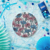 ピンクと青のトウモロコシの花、白の上に野生の花 ペーパープレート (パーティー)